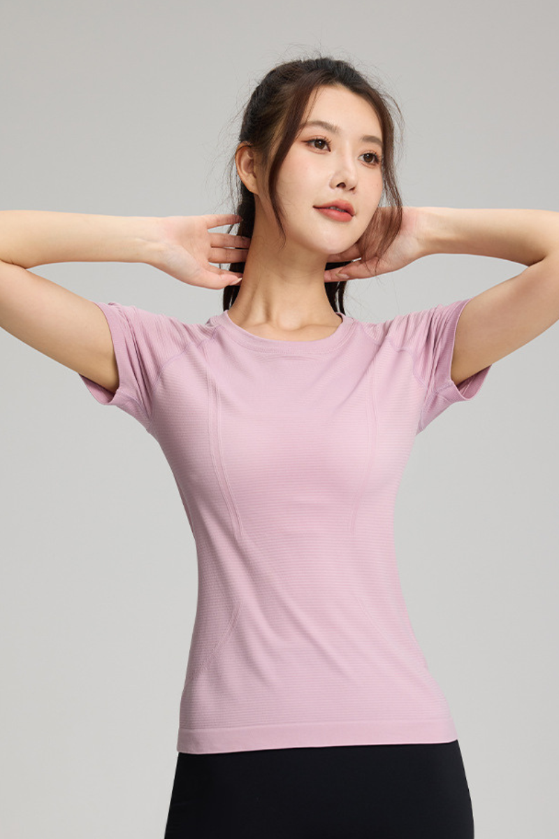 Women's Summer High-Elasticity Slim Solid Sports T-shirt