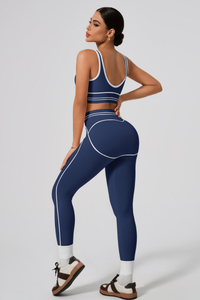 Women's Seamless Color-Block Sports Bra & Yoga Leggings Set