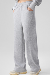 Women's Fall Elastic Waist Seamed Wide Leg Athletic Pants