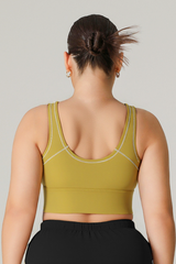 Plus Size Women's Color-Block Front Zipper Sports Bra