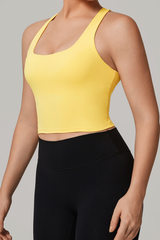Women's Summer U-neck Qiuck Qry Solid Sports Tank Top