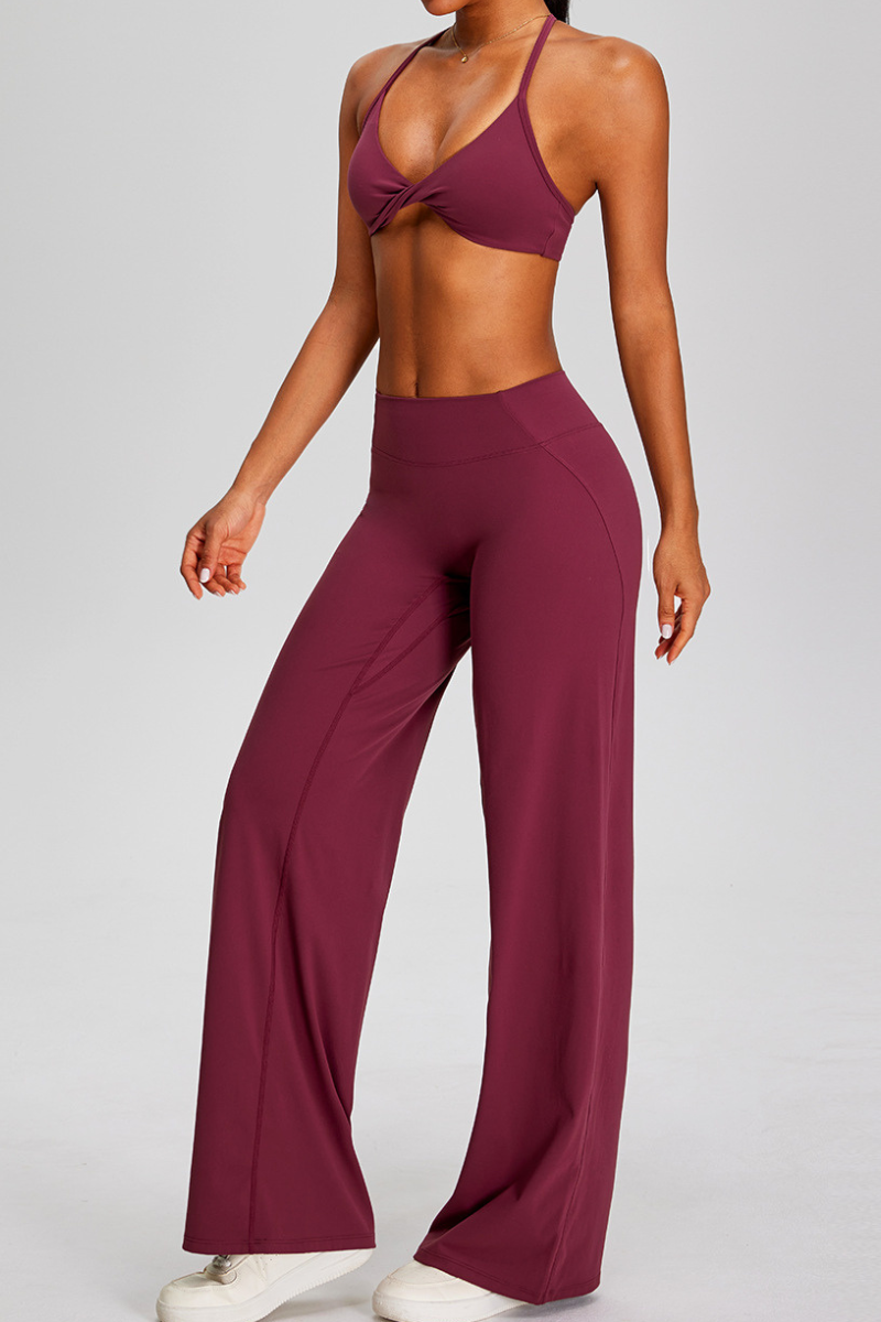 Women's Sports Sets:Twist Front Triangle Cup Bra & Pants