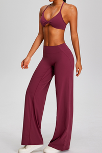 Women's Sports Sets:Twist Front Triangle Cup Bra & Pants