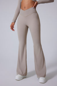 Women'S Brushed V-Shaped High-Waisted Skinny Sculpting Sports Bell Bottoms