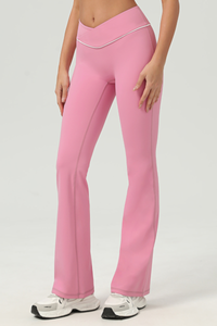 Women's V‑Waist Color Contrast Piping Flared Yoga Pants