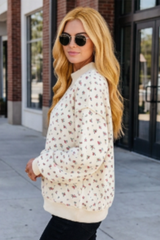 Women's Fall Ditsy Floral Oversized Mockneck Sweatshirt