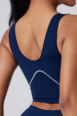 Women Wide Strap Built-In Bra Medium Support Yoga Workout Tank Top