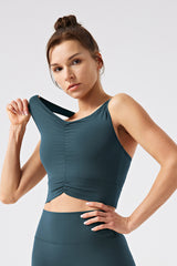 Women Sensual Drawstring Outer Wear With Bust Eco-Friendly Recycled Cotton High Strength Fitness Sports Bra