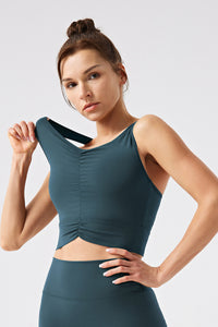 Women Sensual Drawstring Outer Wear With Bust Eco-Friendly Recycled Cotton High Strength Fitness Sports Bra