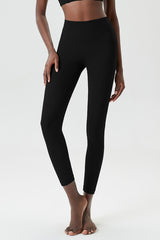 Solid high-rise threaded athletic leggings