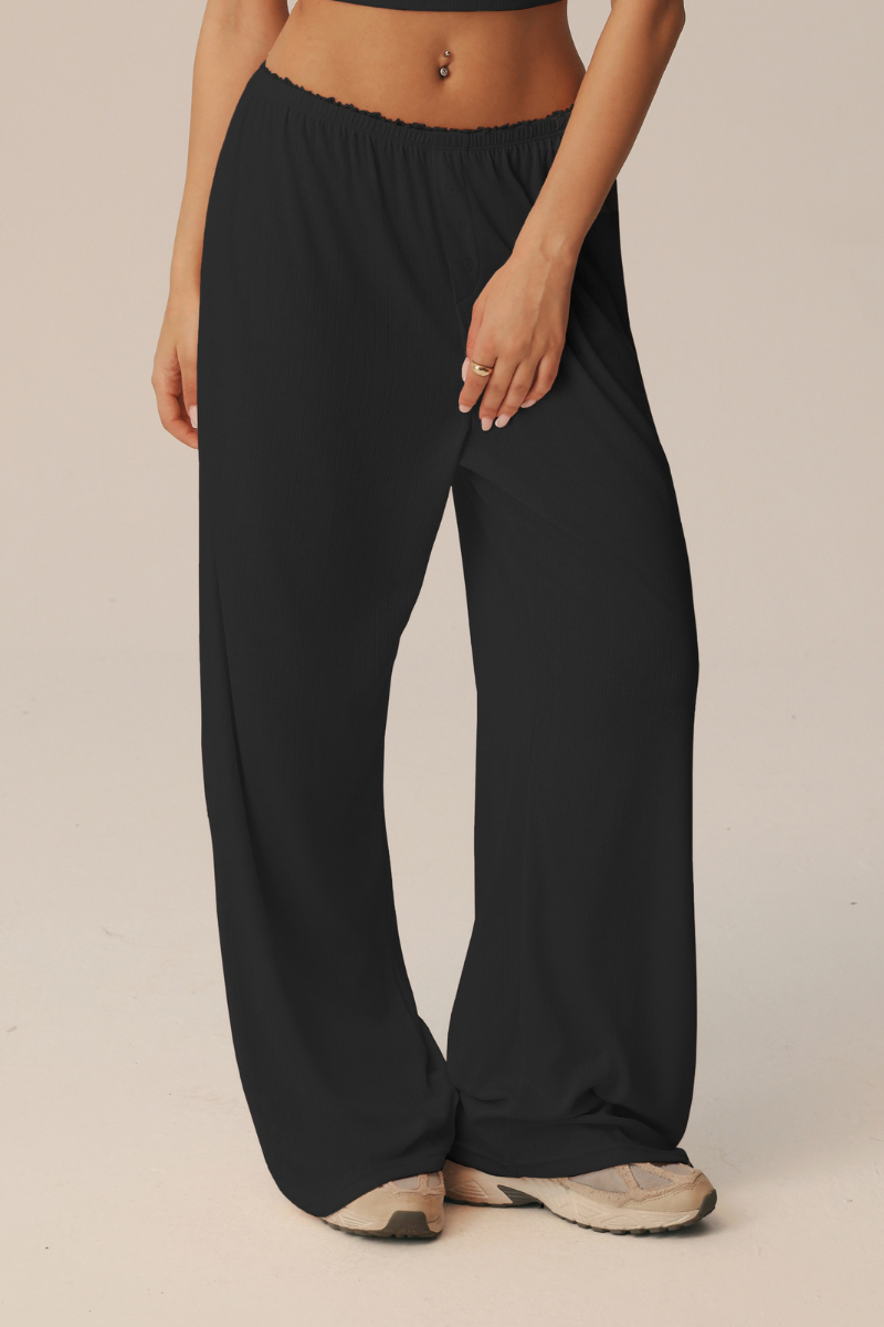 Women's Lace Trim Waistband Ballet Draped Casual Pants