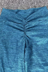 Women Pleated Skinny Hip V Waist Side Pockets No Embarrassment Line Fitness Exercise Yoga Pants