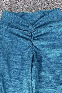 Women Pleated Skinny Hip V Waist Side Pockets No Embarrassment Line Fitness Exercise Yoga Pants