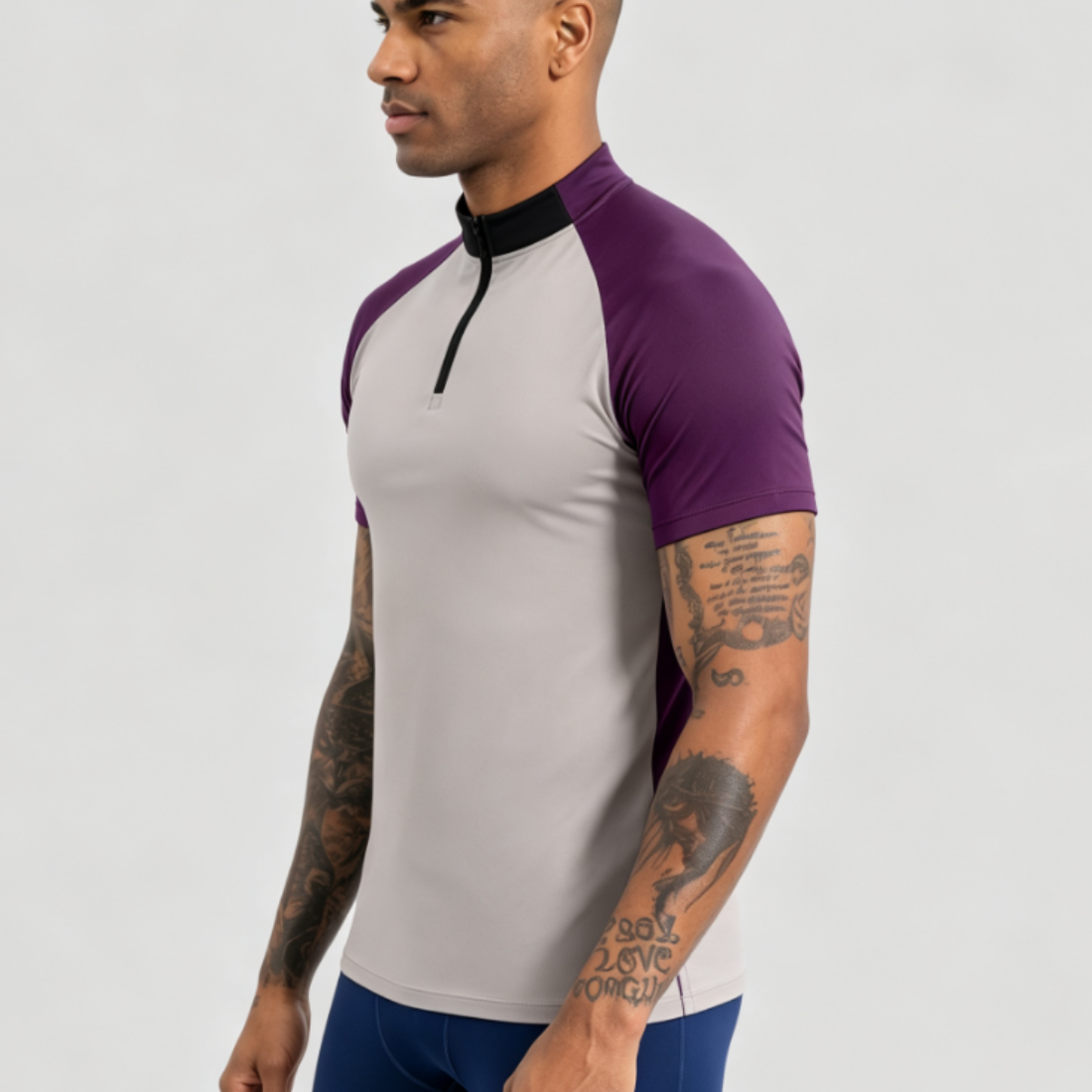 Men's Summer Cooling Color Block Half-Zip Quick Dry T-Shirt
