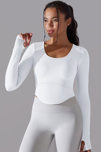 Seamless Women'S Thumbhole Yoga Sport Long Sleeve