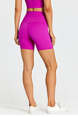 Solid High-Waisted Stretch Sports Shorts