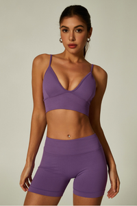 Women's Athletic Set:V-Neck Bra And Sculpting Shorts