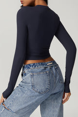 Women'S Sport Crop Top Long Sleeves