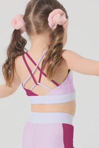 Kids color blended cross back straps sports tank top.