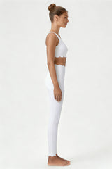 Women's Scalloped Edge Sets:Sports Bra &  High-Waist Legging