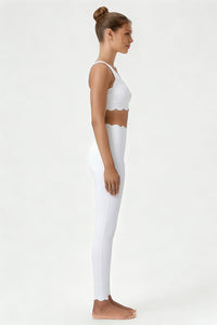 Women's Scalloped Edge Sets:Sports Bra &  High-Waist Legging
