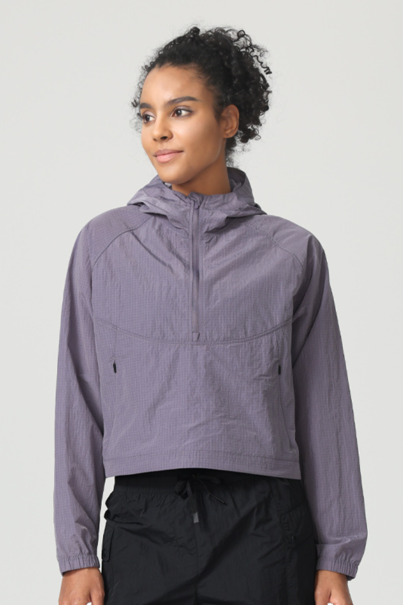 Women's Spring Lightweight Half Zipper Waterproof Hoodie