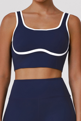 Women's Athletic Color Block Striped U-neck Bra