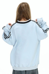 Women's Fall V Neck Lace Spliced Loose StripesThin Pullover