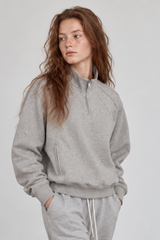 Women's  Fall 1/4 Zip Raglan Sleeve Mock Neck Sweatshirt