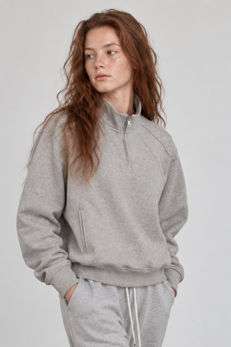 Women's  Fall 1/4 Zip Raglan Sleeve Mock Neck Sweatshirt