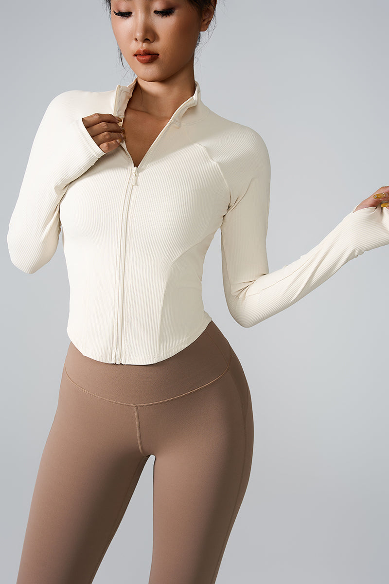 Women'S Zip Stripe Skinny Sports Long Sleeve Jacket