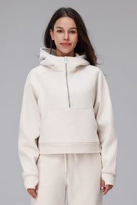 Women Cropped Fleece Hooded Hoodie