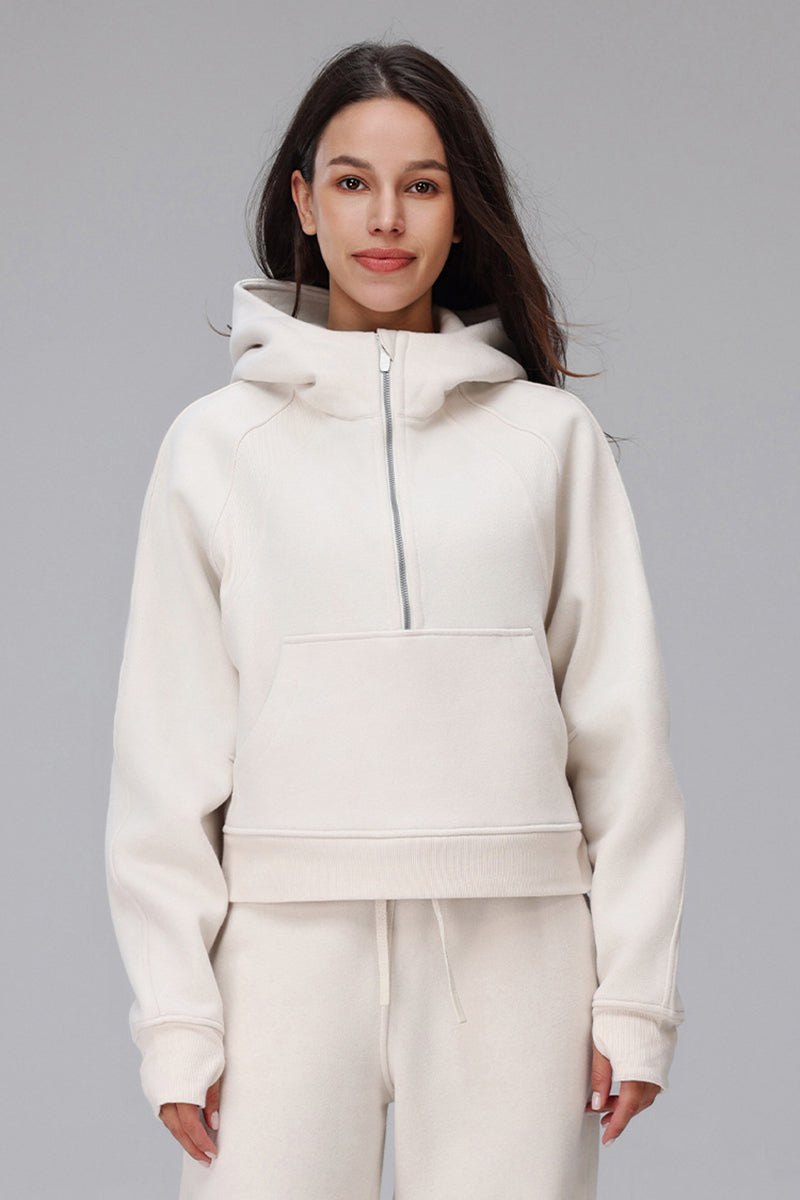 Women Cropped Fleece Hooded Hoodie