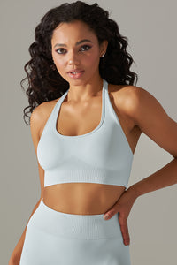 Seamless Backless Halter Sport Bra