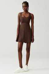 Women Wave-Trim Back-Cross Tennis Dress