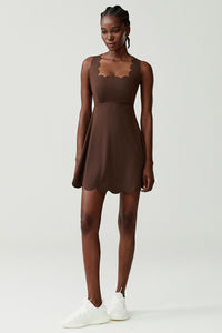 Women Wave-Trim Back-Cross Tennis Dress