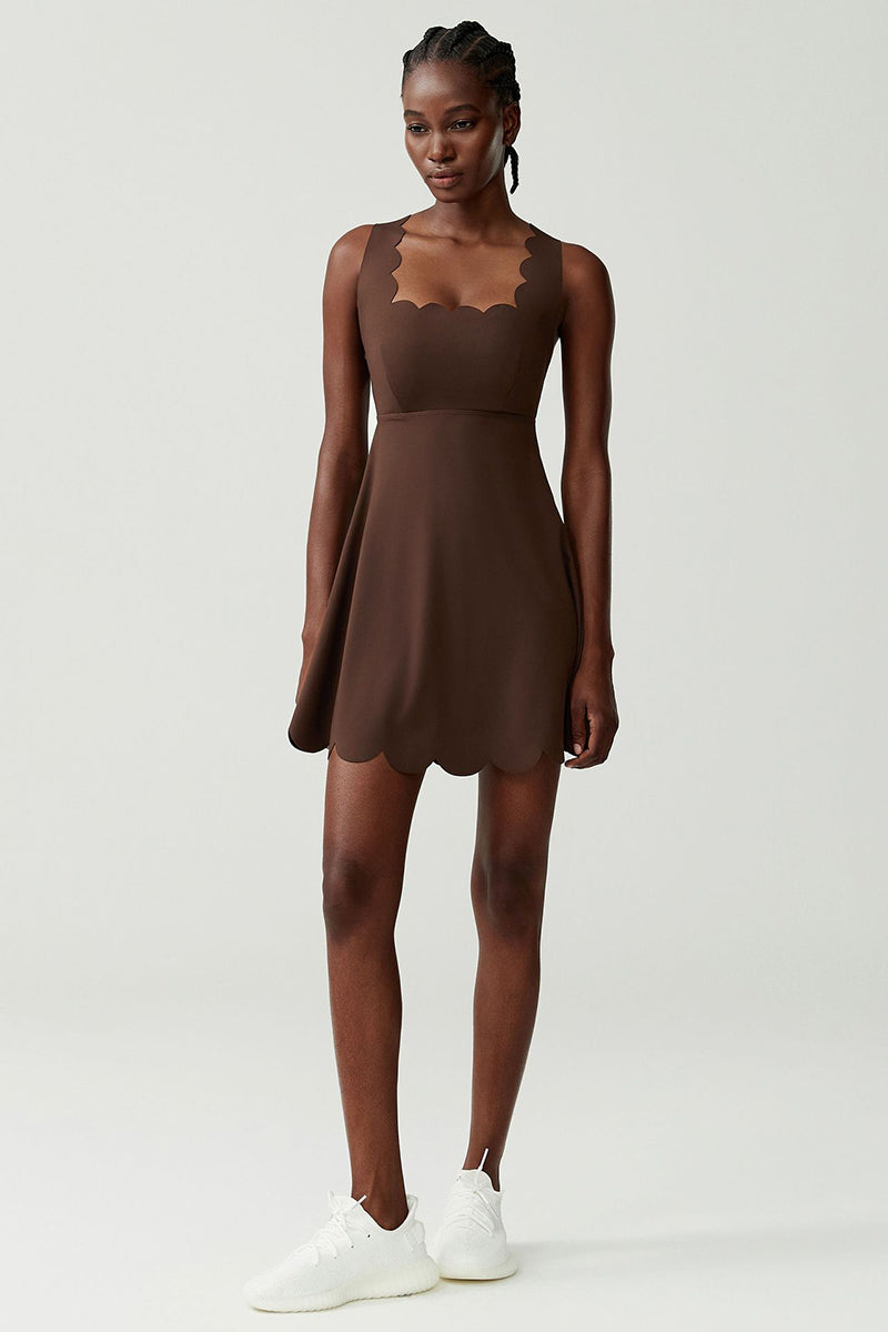 Women Wave-Trim Back-Cross Tennis Dress