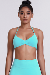 Women's Seamless Pleated Halterneck Sports Bra