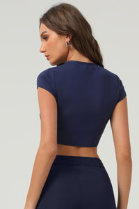 Women Slim Cropped Soft-Feel Yoga T-Shirt