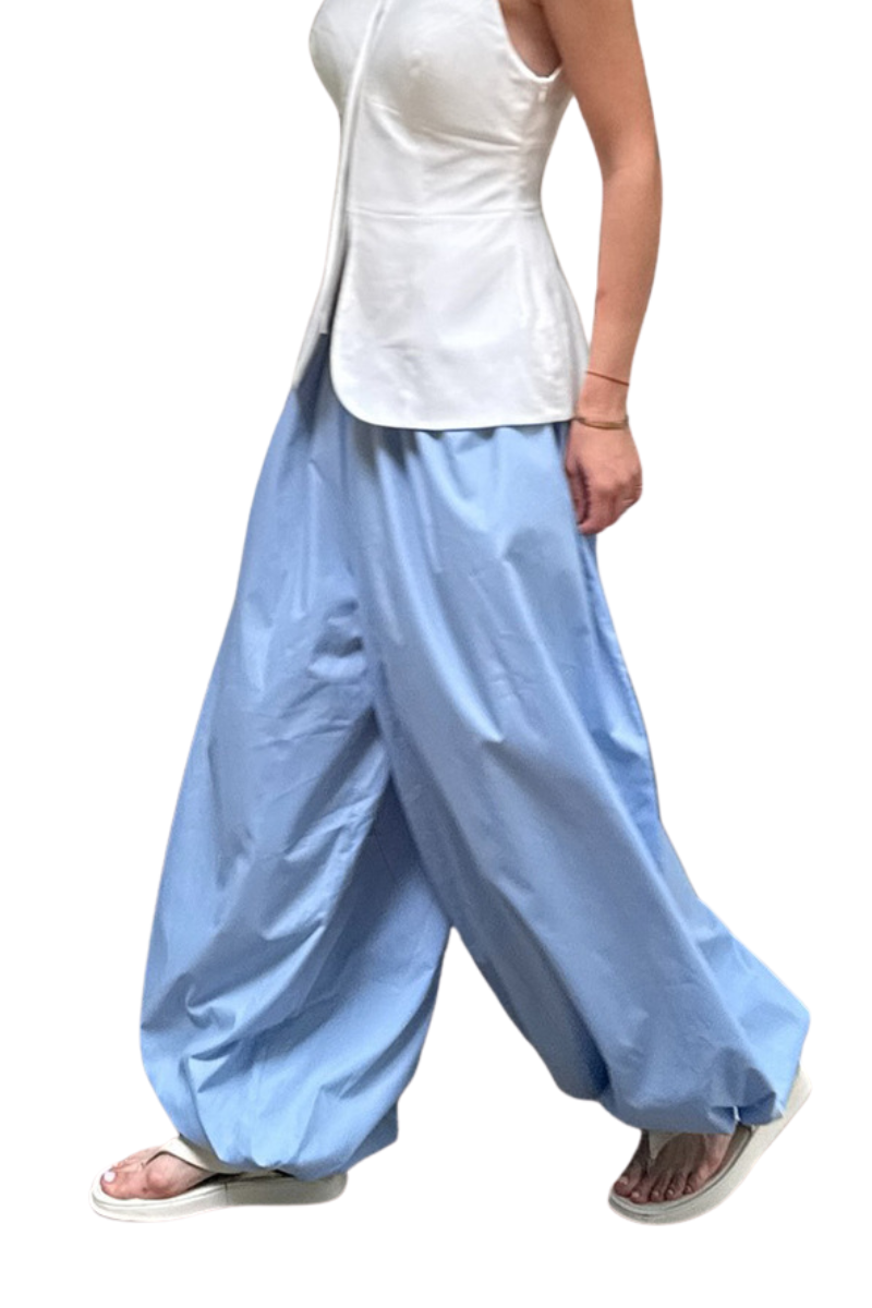 Wide-leg, relaxed, lantern-style pants