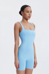 Women'S High-Elastic Skinny Square-Necked Backless Suspender Nude Fitness Bodysuit