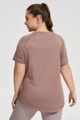 Plus Size Women's Long Breathable Mesh Yoga T-shirt