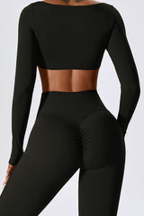 Women'S Square Neck Crop Long Sleeve Top