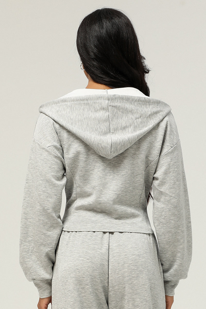 Women Zippered Jacket Hooded Casual Cardigan Jacket