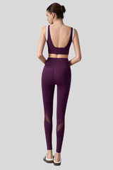 Women's Athletic Set:Color-Block Bra And Mesh-Panel Leggings