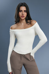 Women Modal Yoga Off Shoulder Long Sleeve Workout Top