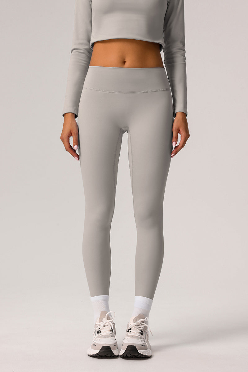 Women Solid Light Fleece Belly Controlling Sports Leggings