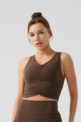 Women Sensual Drawstring Outer Wear With Bust Eco-Friendly Recycled Cotton High Strength Fitness Sports Bra