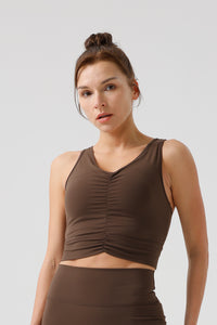 Women Sensual Drawstring Outer Wear With Bust Eco-Friendly Recycled Cotton High Strength Fitness Sports Bra