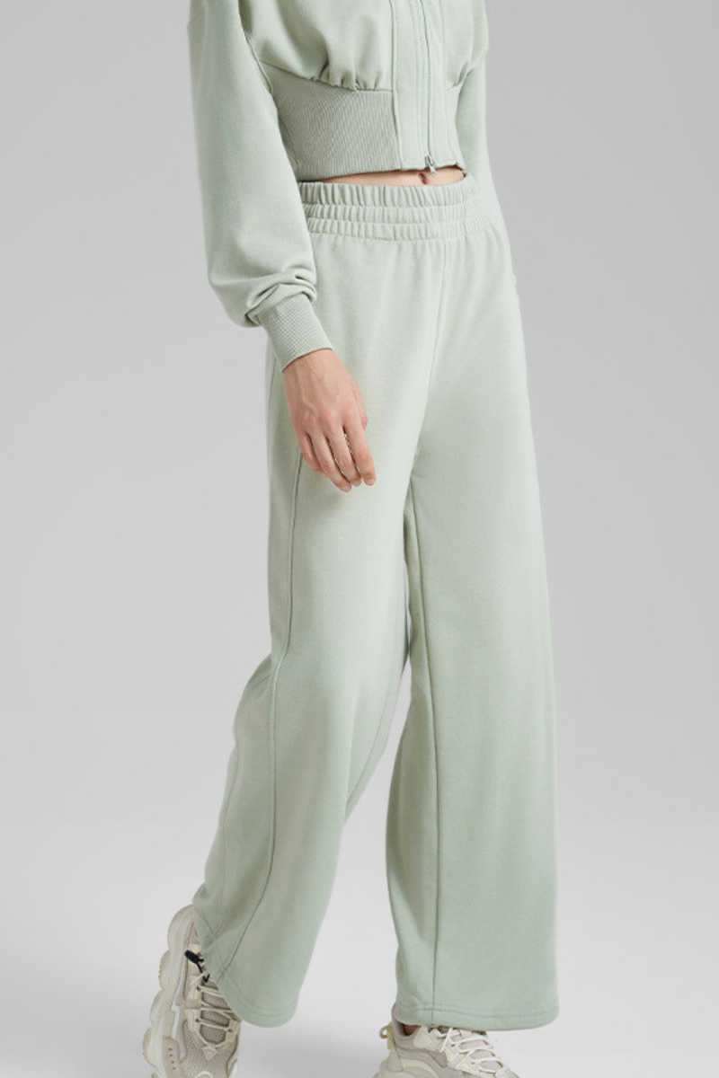 Women's Fall Elastic Waistband Drawstring Hem  Straight Leg Pants